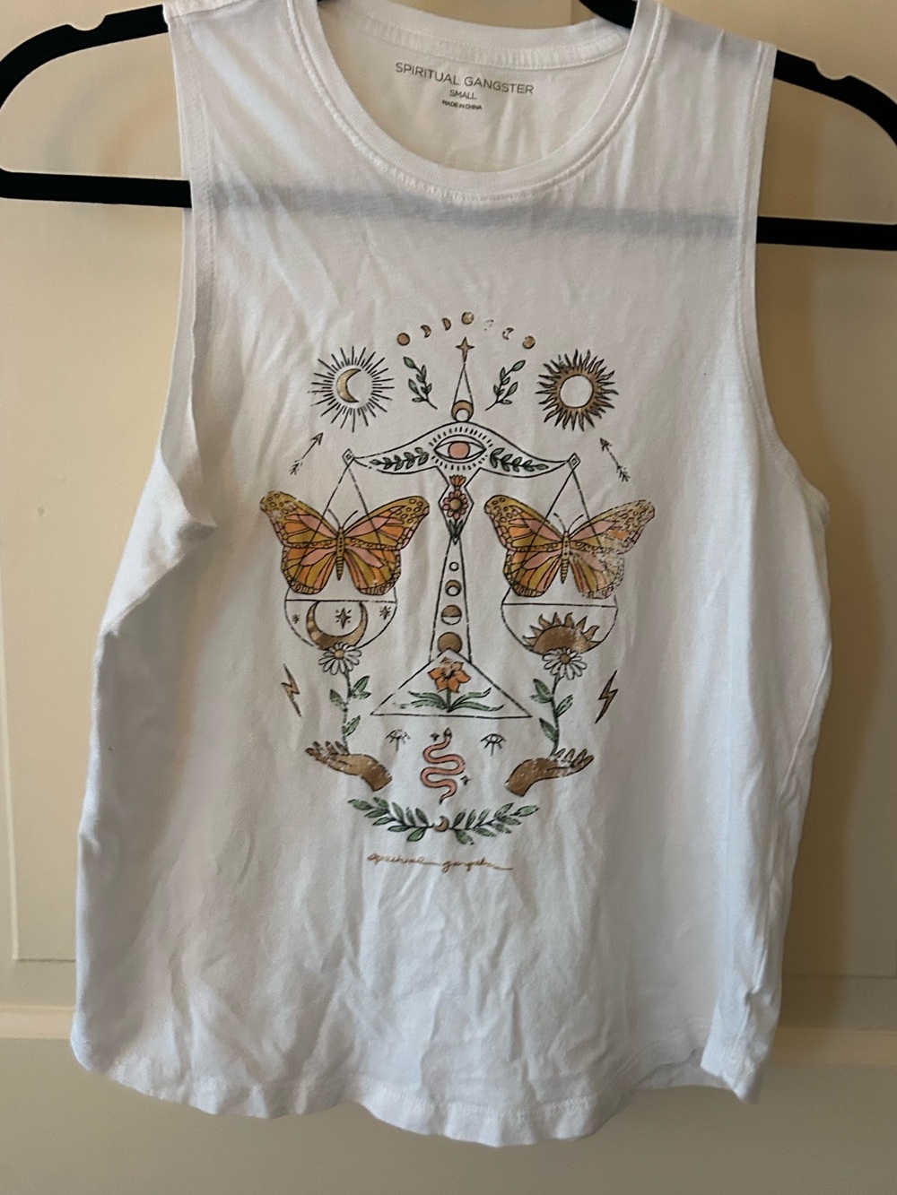 Spiritual Gangster White Graphic Tee tank  S